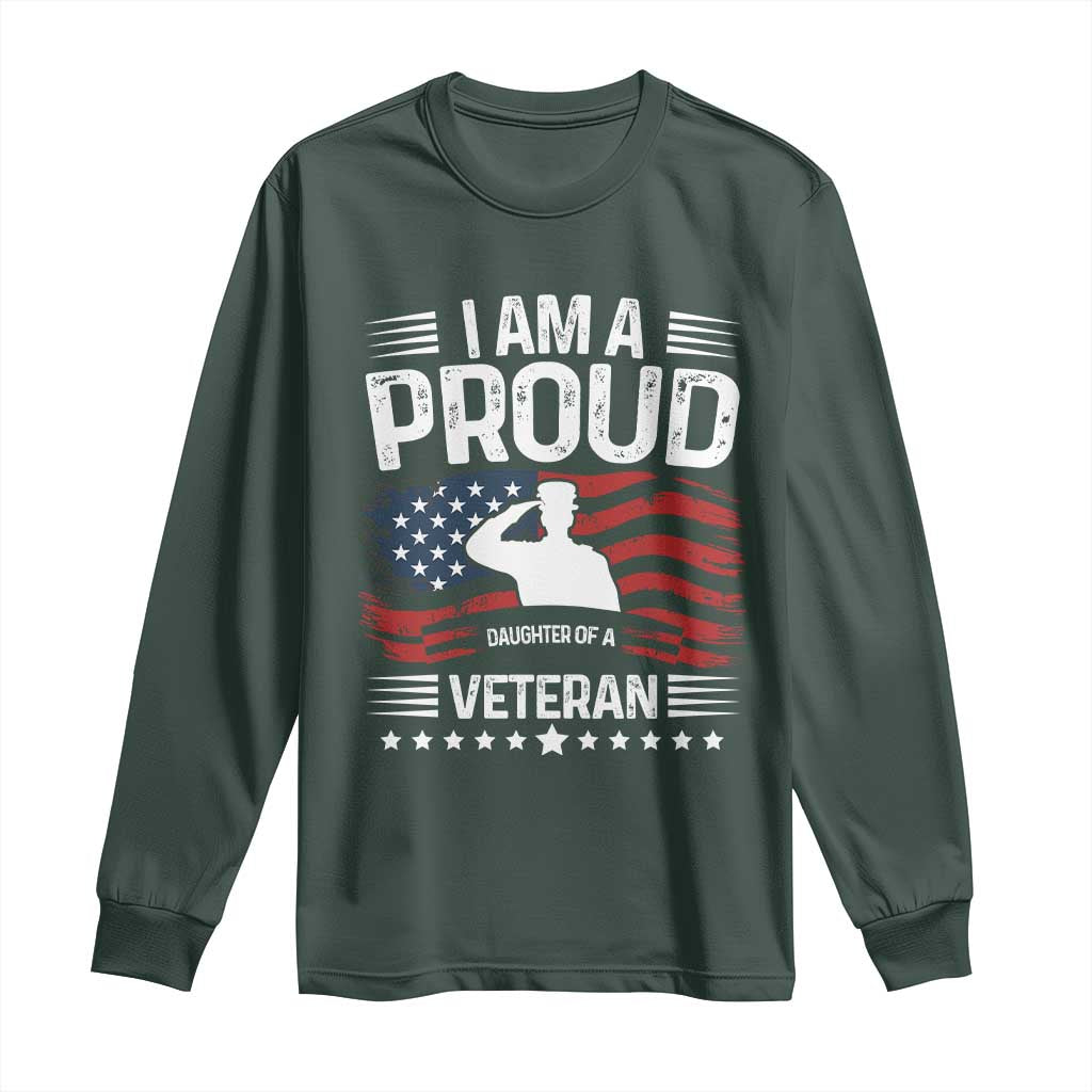 Proud Daughter Veteran Nothing Scares Long Sleeve Shirt Military Family Pride American Flag