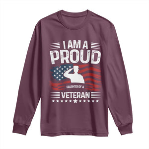 Proud Daughter Veteran Nothing Scares Long Sleeve Shirt Military Family Pride American Flag