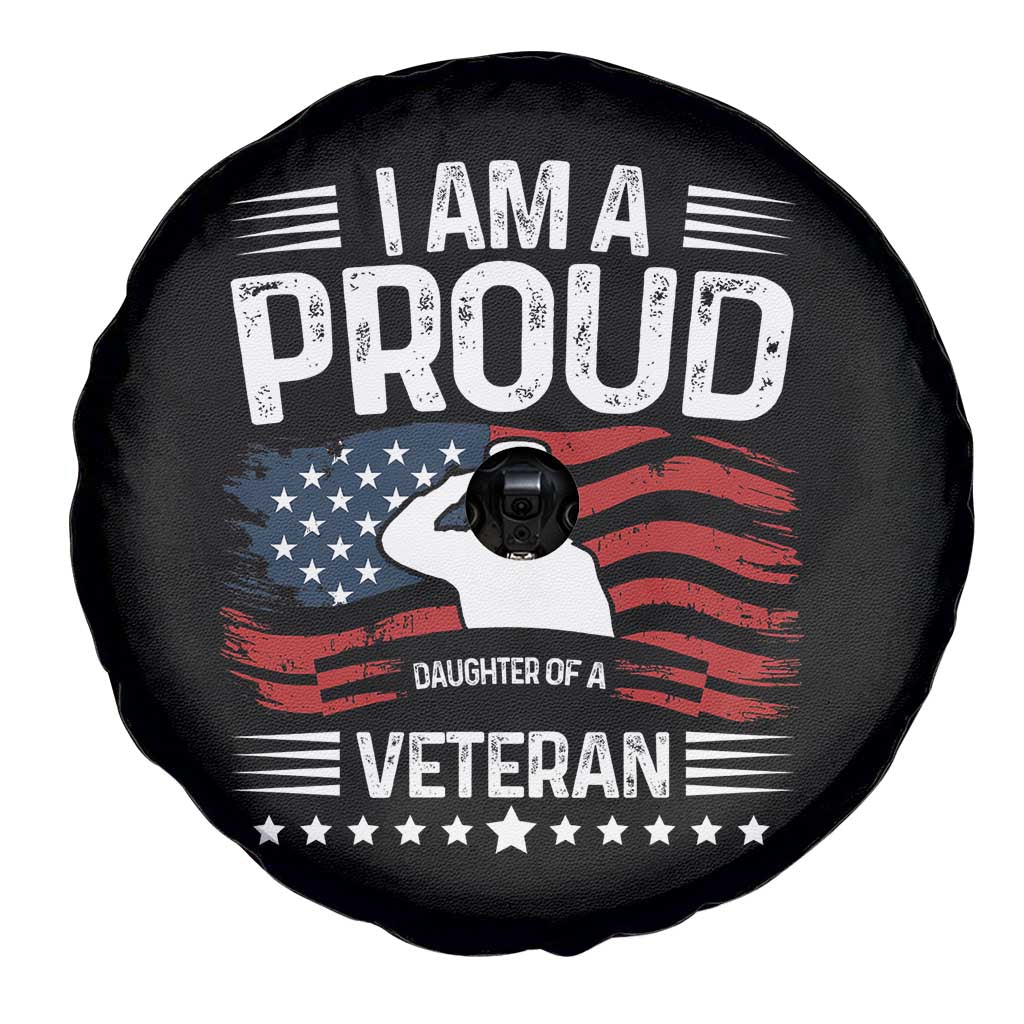 Proud Daughter Veteran Nothing Scares Spare Tire Cover Military Family Pride American Flag