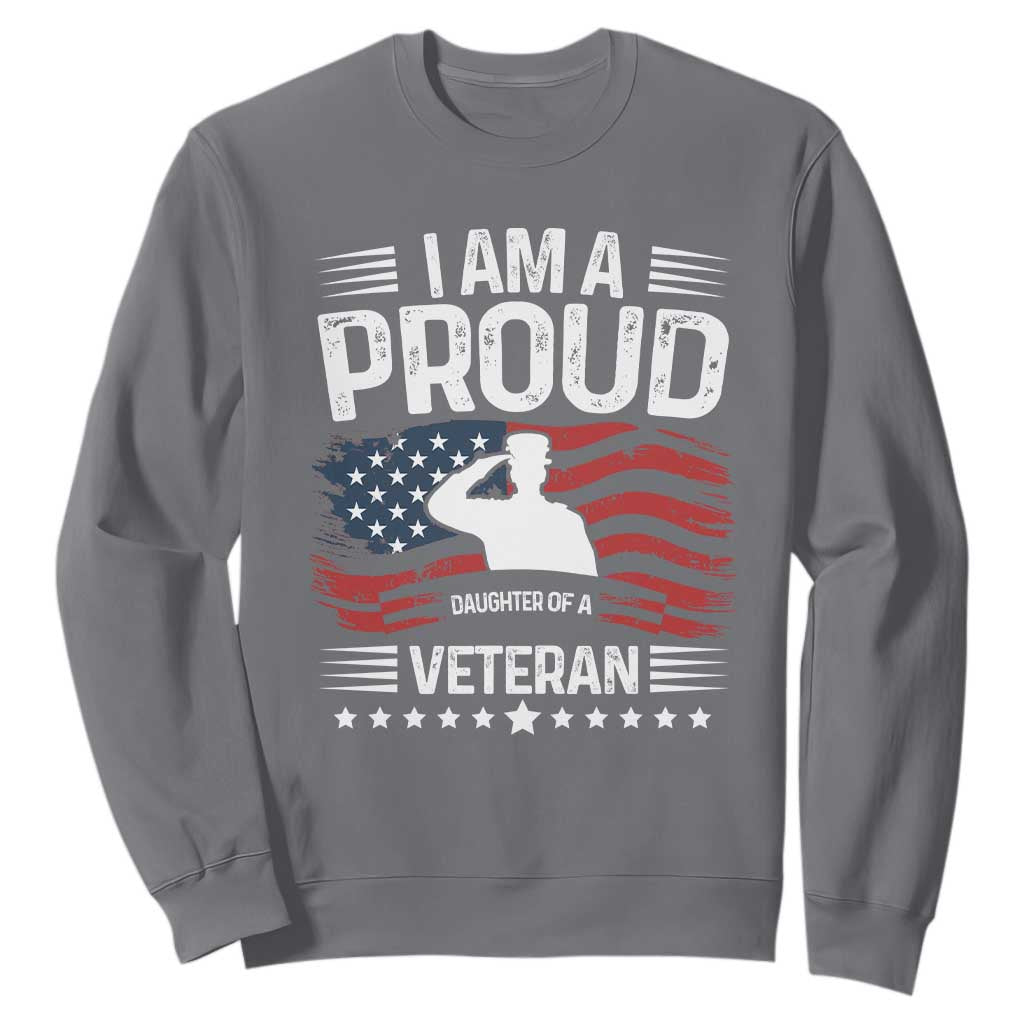 Proud Daughter Veteran Nothing Scares Sweatshirt Military Family Pride American Flag