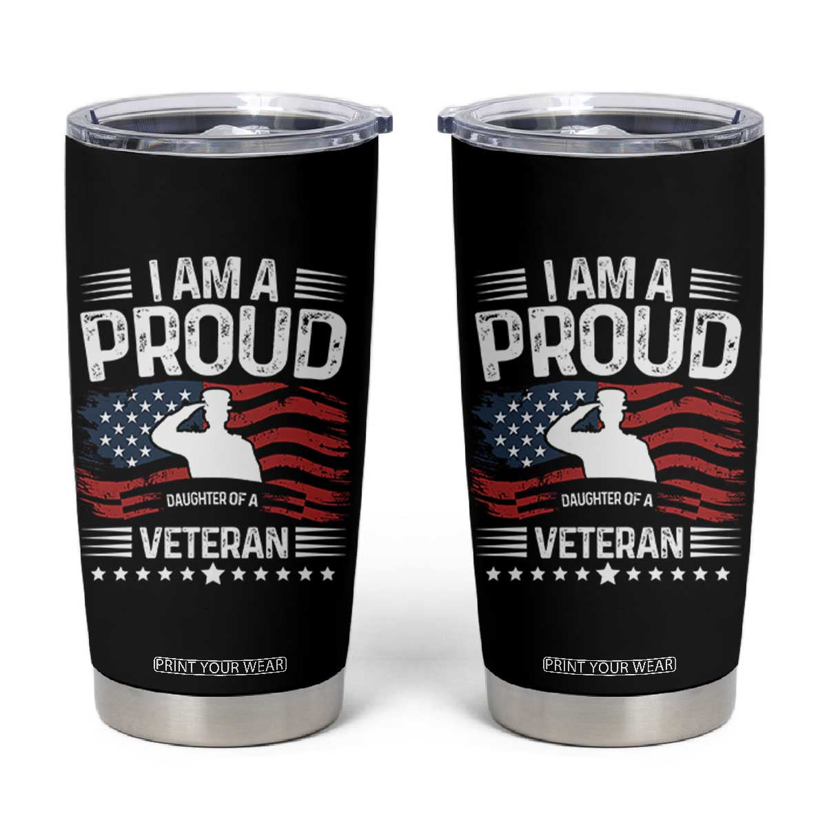 Proud Daughter Veteran Nothing Scares Tumbler Cup Military Family Pride American Flag
