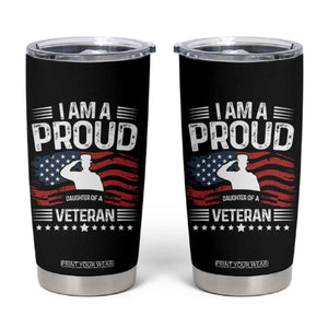 Proud Daughter Veteran Nothing Scares Tumbler Cup Military Family Pride American Flag