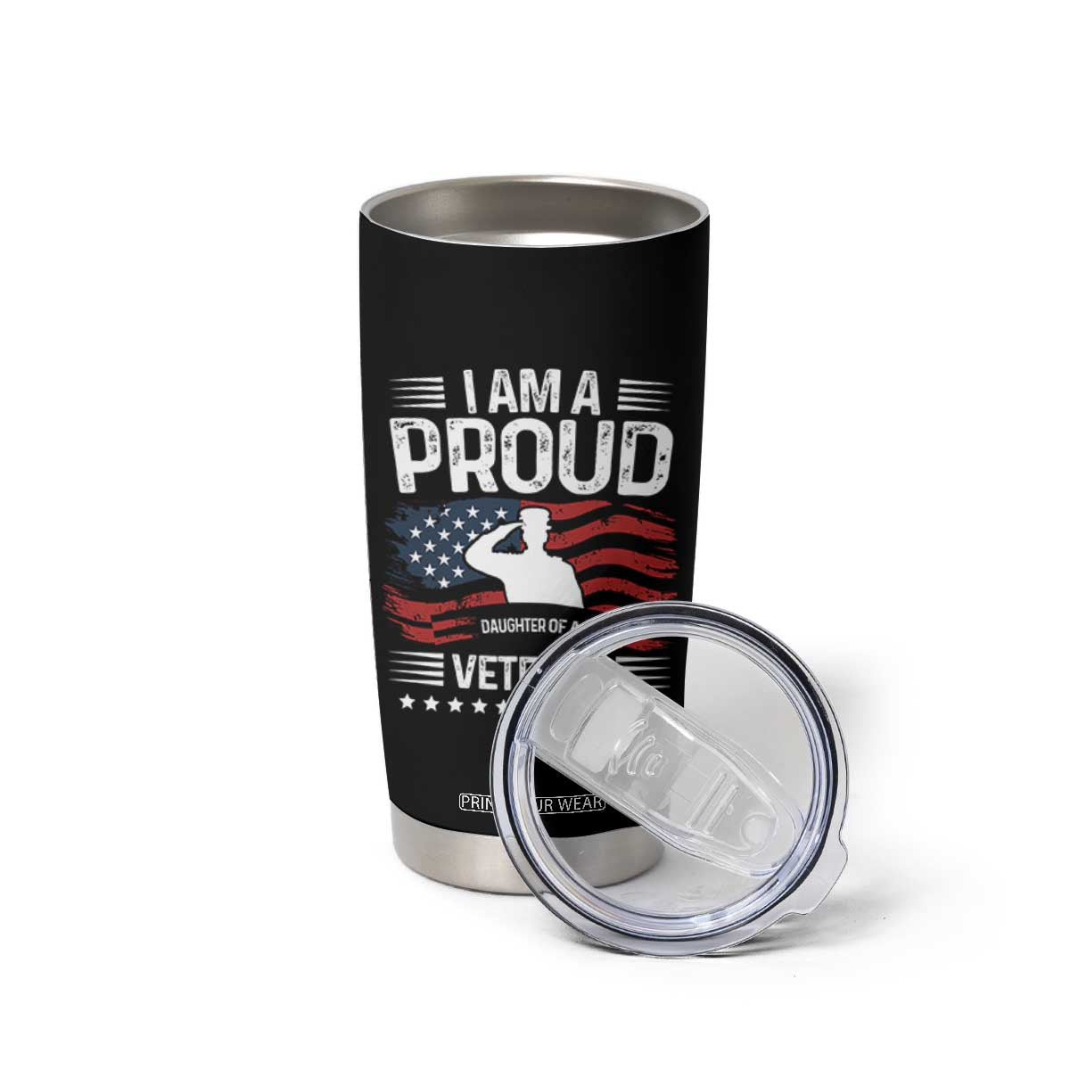 Proud Daughter Veteran Nothing Scares Tumbler Cup Military Family Pride American Flag