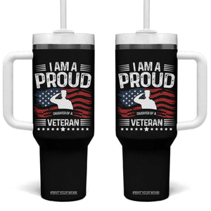 Proud Daughter Veteran Nothing Scares Tumbler With Handle Military Family Pride American Flag