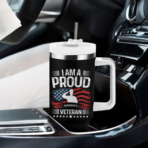Proud Daughter Veteran Nothing Scares Tumbler With Handle Military Family Pride American Flag