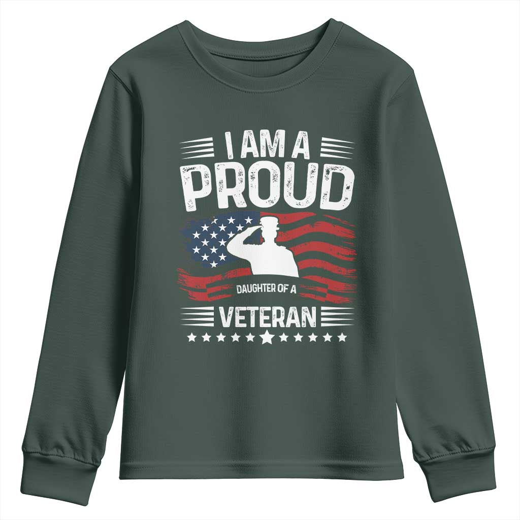 Proud Daughter Veteran Nothing Scares Youth Sweatshirt Military Family Pride American Flag