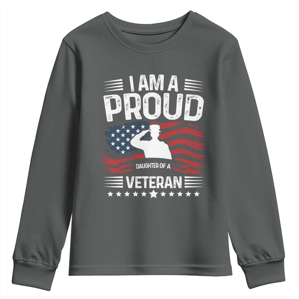 Proud Daughter Veteran Nothing Scares Youth Sweatshirt Military Family Pride American Flag