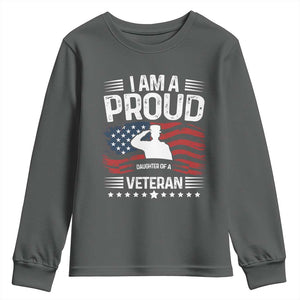 Proud Daughter Veteran Nothing Scares Youth Sweatshirt Military Family Pride American Flag