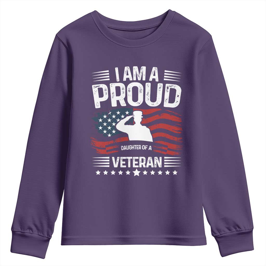 Proud Daughter Veteran Nothing Scares Youth Sweatshirt Military Family Pride American Flag