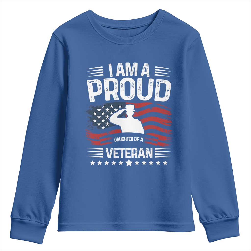 Proud Daughter Veteran Nothing Scares Youth Sweatshirt Military Family Pride American Flag