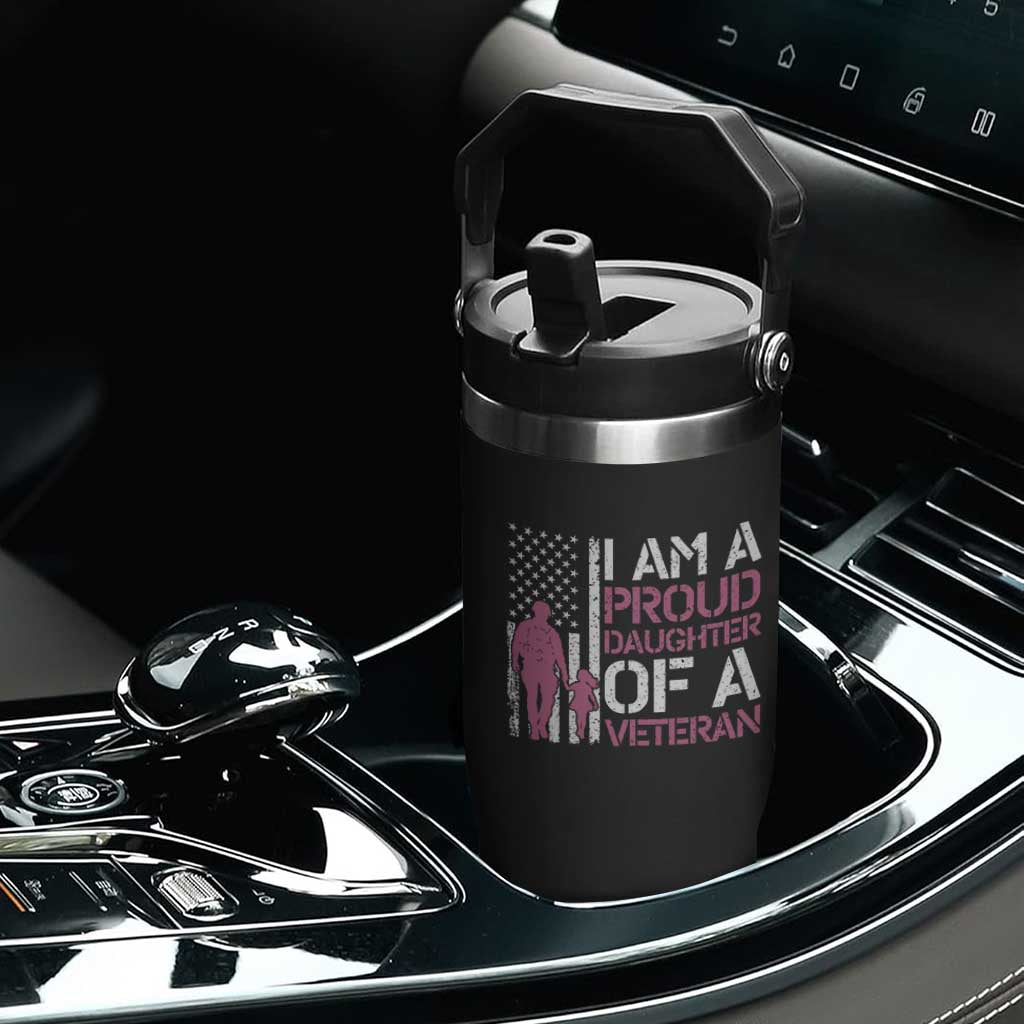 Proud Daughter Veteran Nothing Scares Flip Straw Tumbler Patriotic Military Family Support
