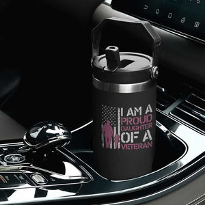 Proud Daughter Veteran Nothing Scares Flip Straw Tumbler Patriotic Military Family Support