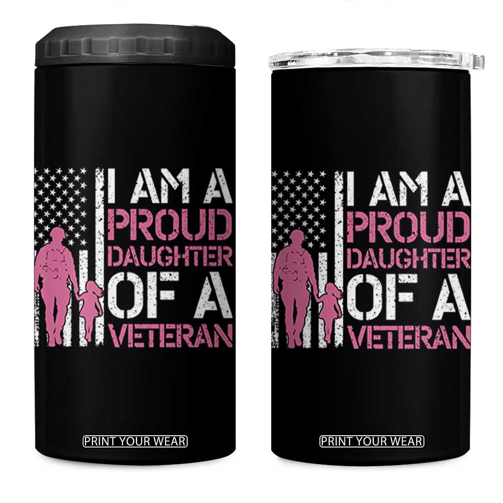 Proud Daughter Veteran Nothing Scares 4 in 1 Can Cooler Tumbler Patriotic Military Family Support TS14 One Size: 16 oz Black Print Your Wear