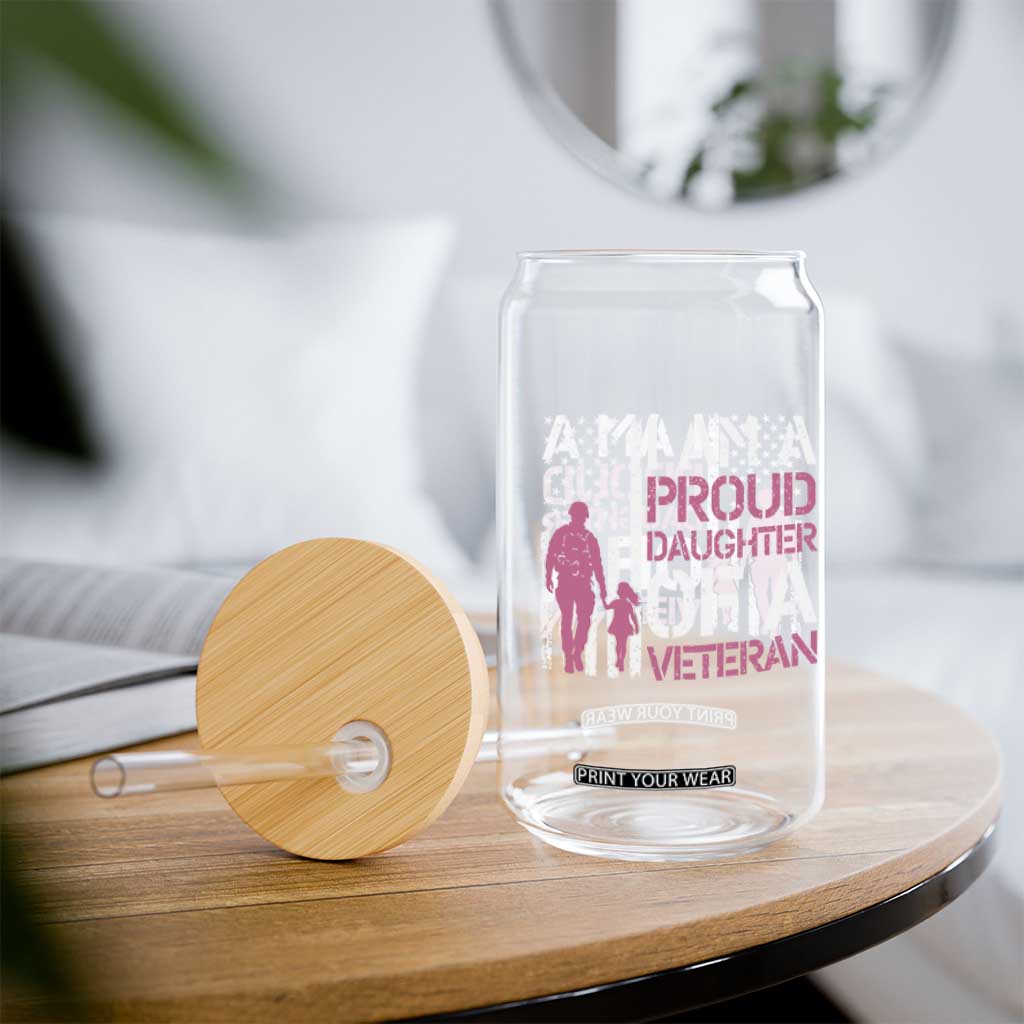 Proud Daughter Veteran Nothing Scares Glass Can Patriotic Military Family Support