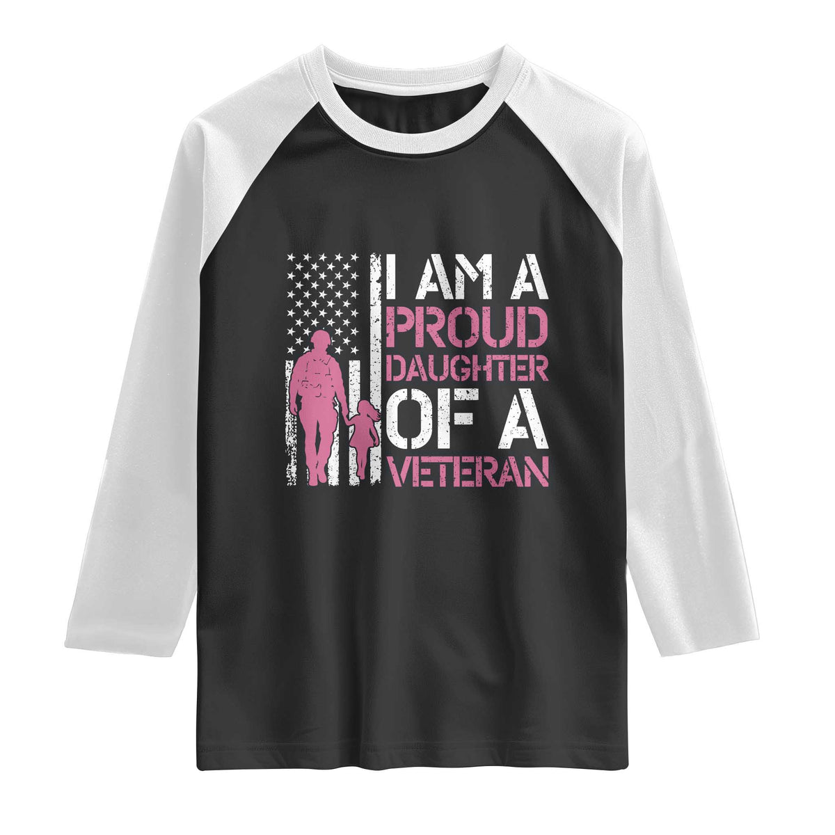 Proud Daughter Veteran Nothing Scares Raglan Shirt Patriotic Military Family Support