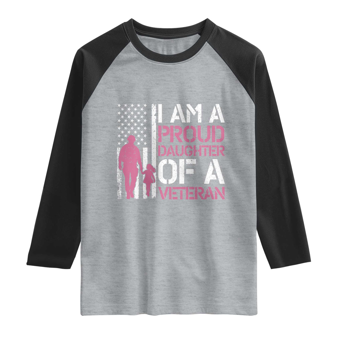 Proud Daughter Veteran Nothing Scares Raglan Shirt Patriotic Military Family Support