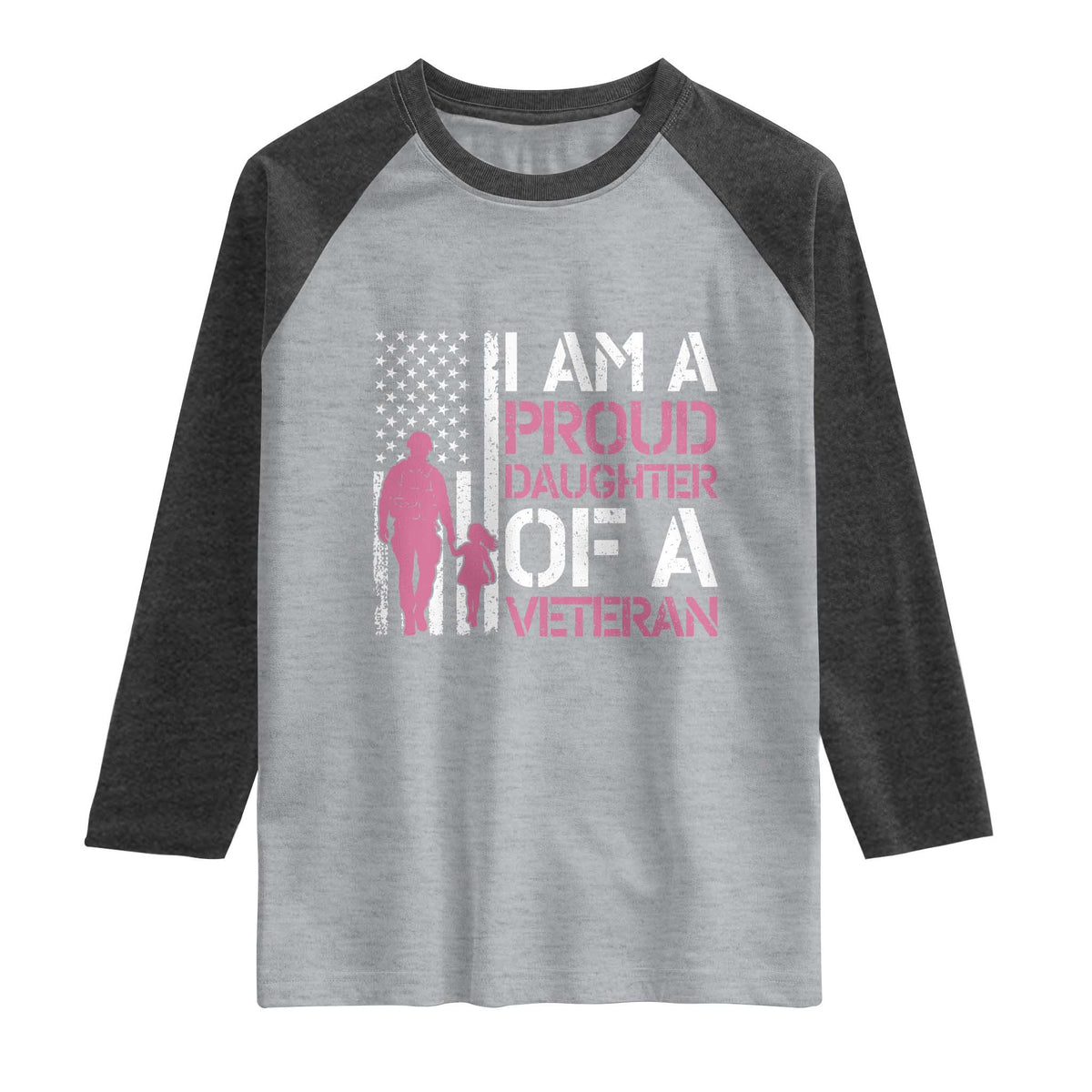 Proud Daughter Veteran Nothing Scares Raglan Shirt Patriotic Military Family Support