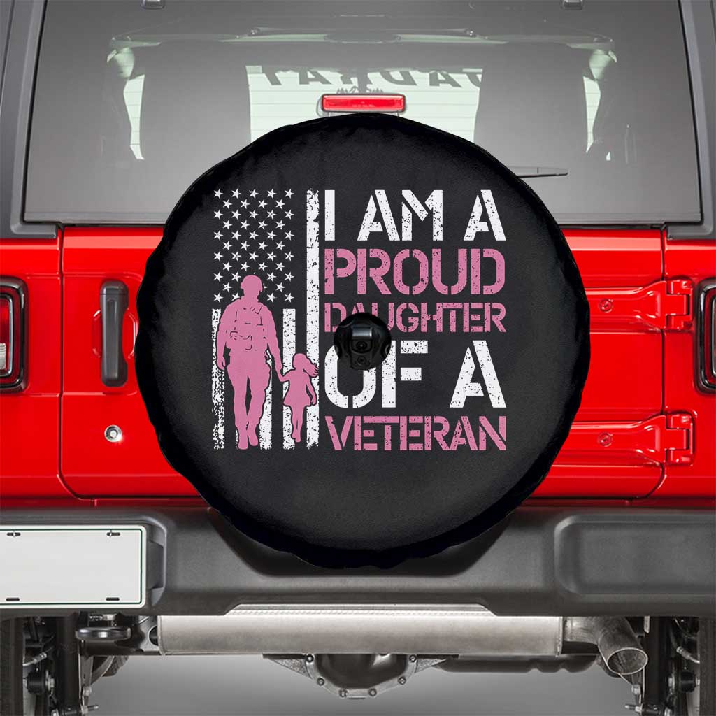 Proud Daughter Veteran Nothing Scares Spare Tire Cover Patriotic Military Family Support TS14 Black Print Your Wear