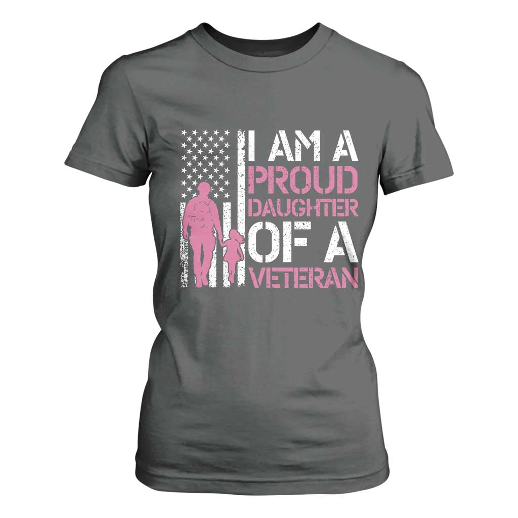 Proud Daughter Veteran Nothing Scares T Shirt For Women Patriotic Military Family Support TS14 Dark Heather Print Your Wear