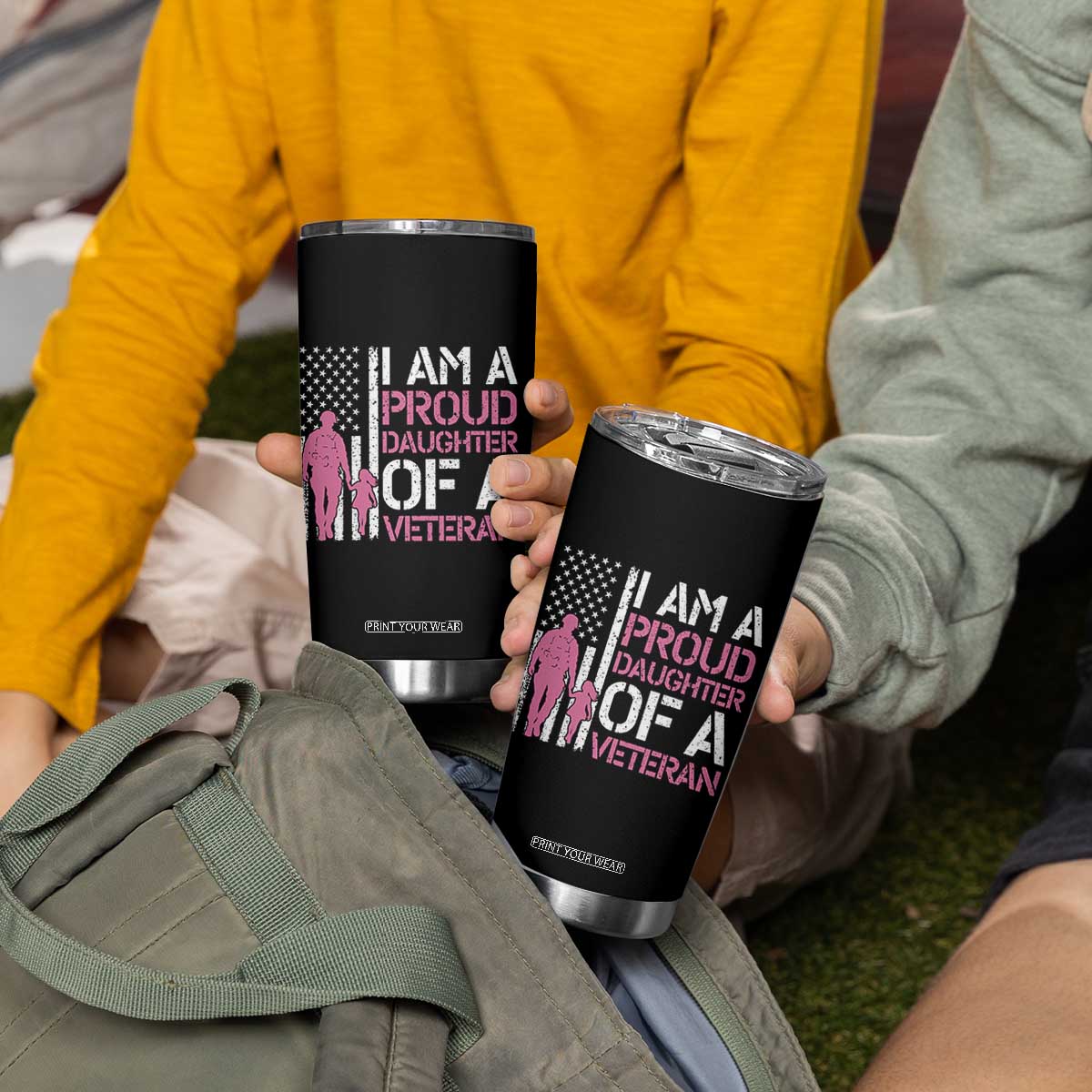 Proud Daughter Veteran Nothing Scares Tumbler Cup Patriotic Military Family Support