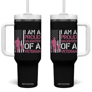 Proud Daughter Veteran Nothing Scares Tumbler With Handle Patriotic Military Family Support