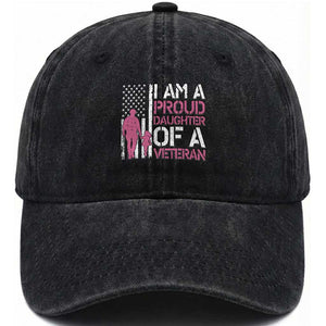 Proud Daughter Veteran Nothing Scares Washed Cotton Baseball Cap Patriotic Military Family Support
