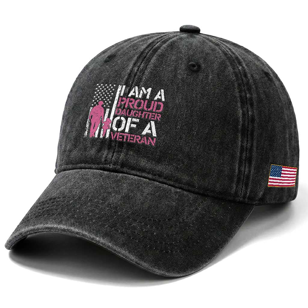 Proud Daughter Veteran Nothing Scares Washed Cotton Baseball Cap Patriotic Military Family Support