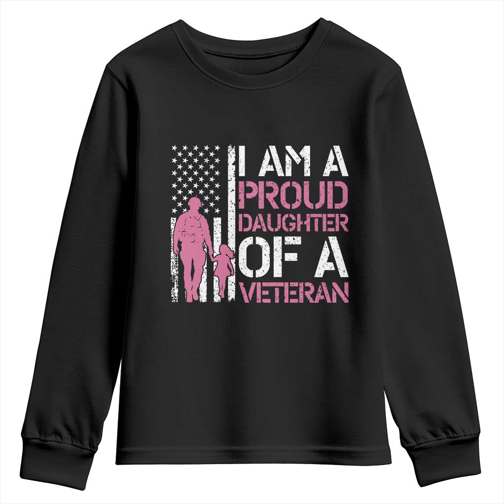 Proud Daughter Veteran Nothing Scares Youth Sweatshirt Patriotic Military Family Support TS14 Black Print Your Wear