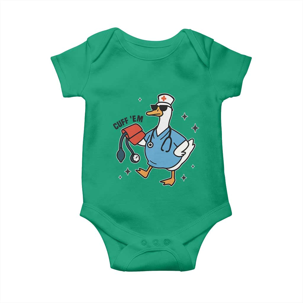 Funny Silly Goose ER Nurse Baby Onesie Cuff 'Em TS14 Irish Green Print Your Wear
