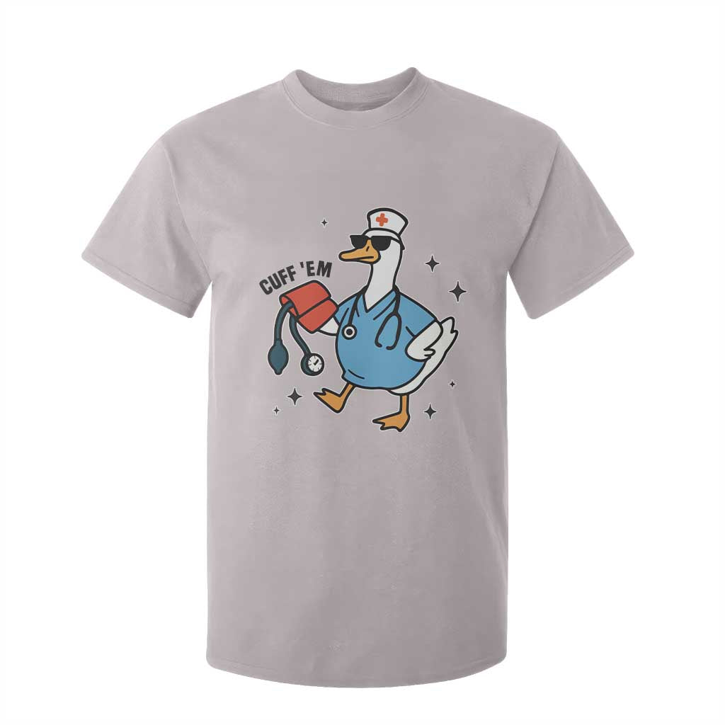 Funny Silly Goose ER Nurse T Shirt For Kid Cuff 'Em TS14 Ice Gray Print Your Wear