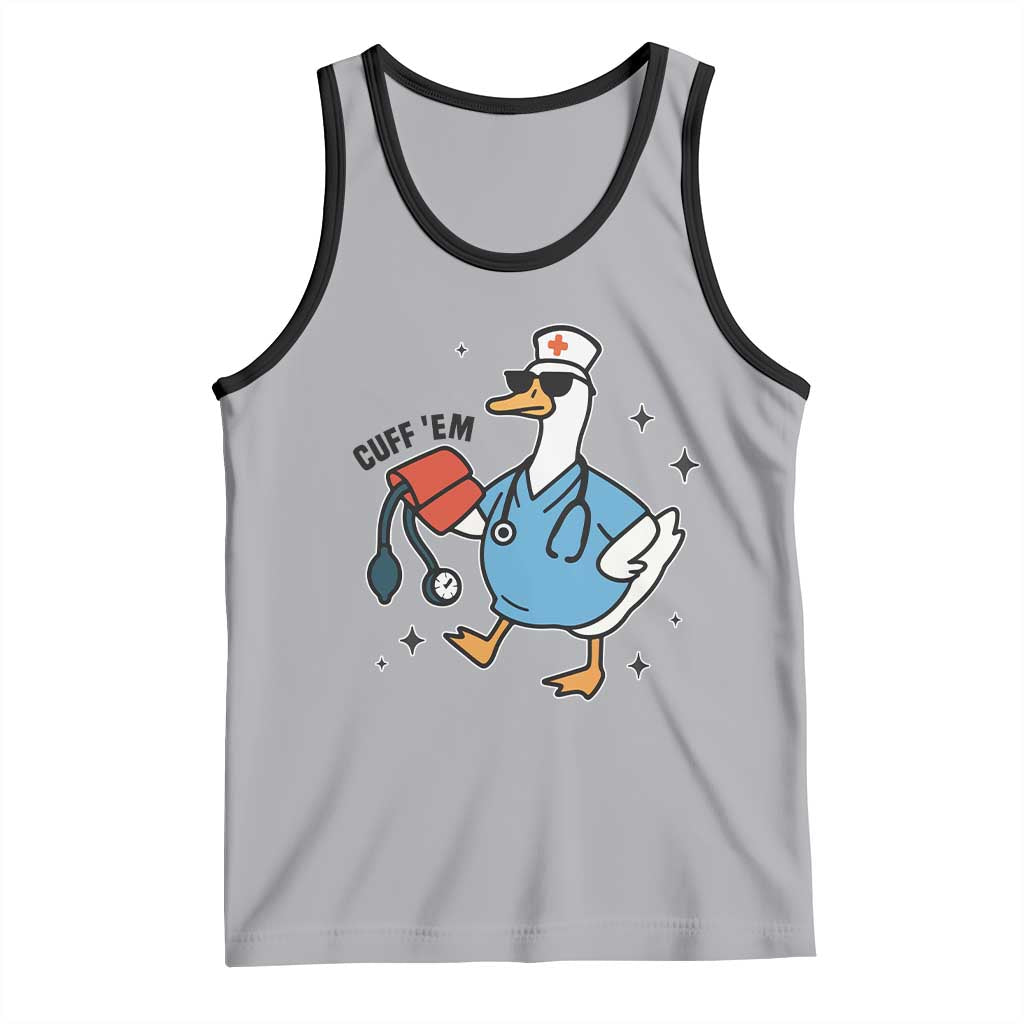 Funny Silly Goose ER Nurse Tank Top Cuff 'Em TS14 Athletic Heather Black Print Your Wear