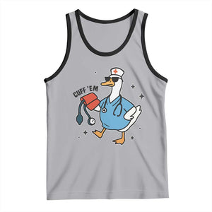 Funny Silly Goose ER Nurse Tank Top Cuff 'Em TS14 Athletic Heather Black Print Your Wear
