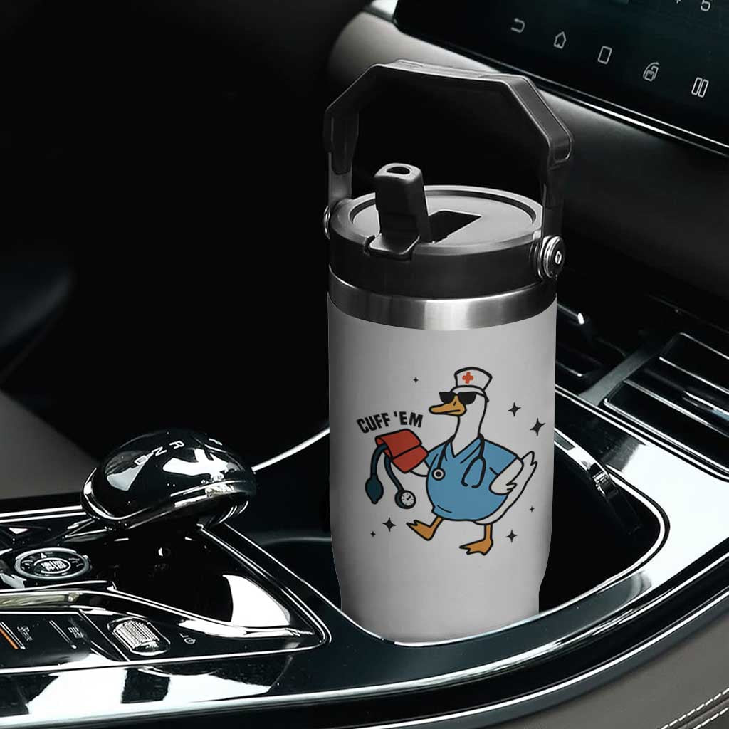 Funny Silly Goose ER Nurse Flip Straw Tumbler Cuff 'Em TS14 Print Your Wear
