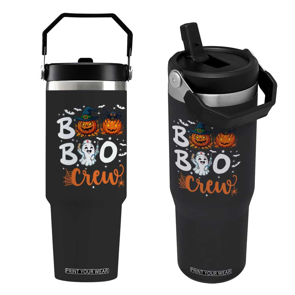 Boo Boo Crew Nurse Ghost Halloween Flip Straw Tumbler TS14 One Size: 30 oz Black Print Your Wear