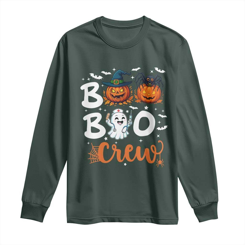 Boo Boo Crew Nurse Ghost Halloween Long Sleeve Shirt TS14 Dark Forest Green Print Your Wear
