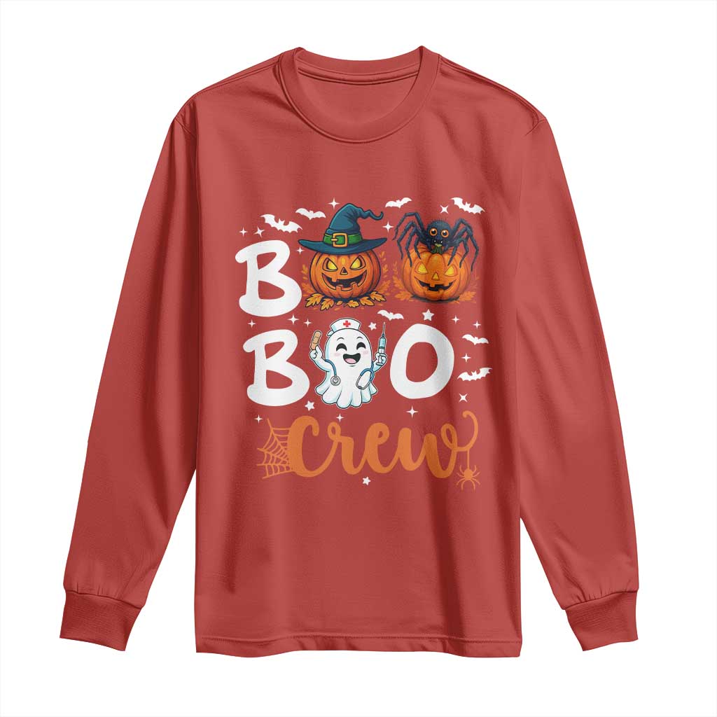 Boo Boo Crew Nurse Ghost Halloween Long Sleeve Shirt TS14 Red Print Your Wear