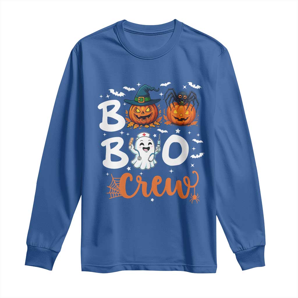 Boo Boo Crew Nurse Ghost Halloween Long Sleeve Shirt TS14 Royal Blue Print Your Wear