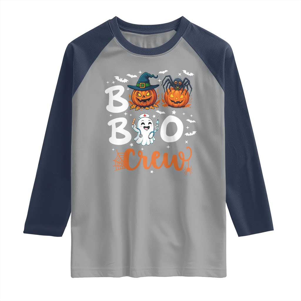 Boo Boo Crew Nurse Ghost Halloween Raglan Shirt TS14 Sport Gray Navy Print Your Wear