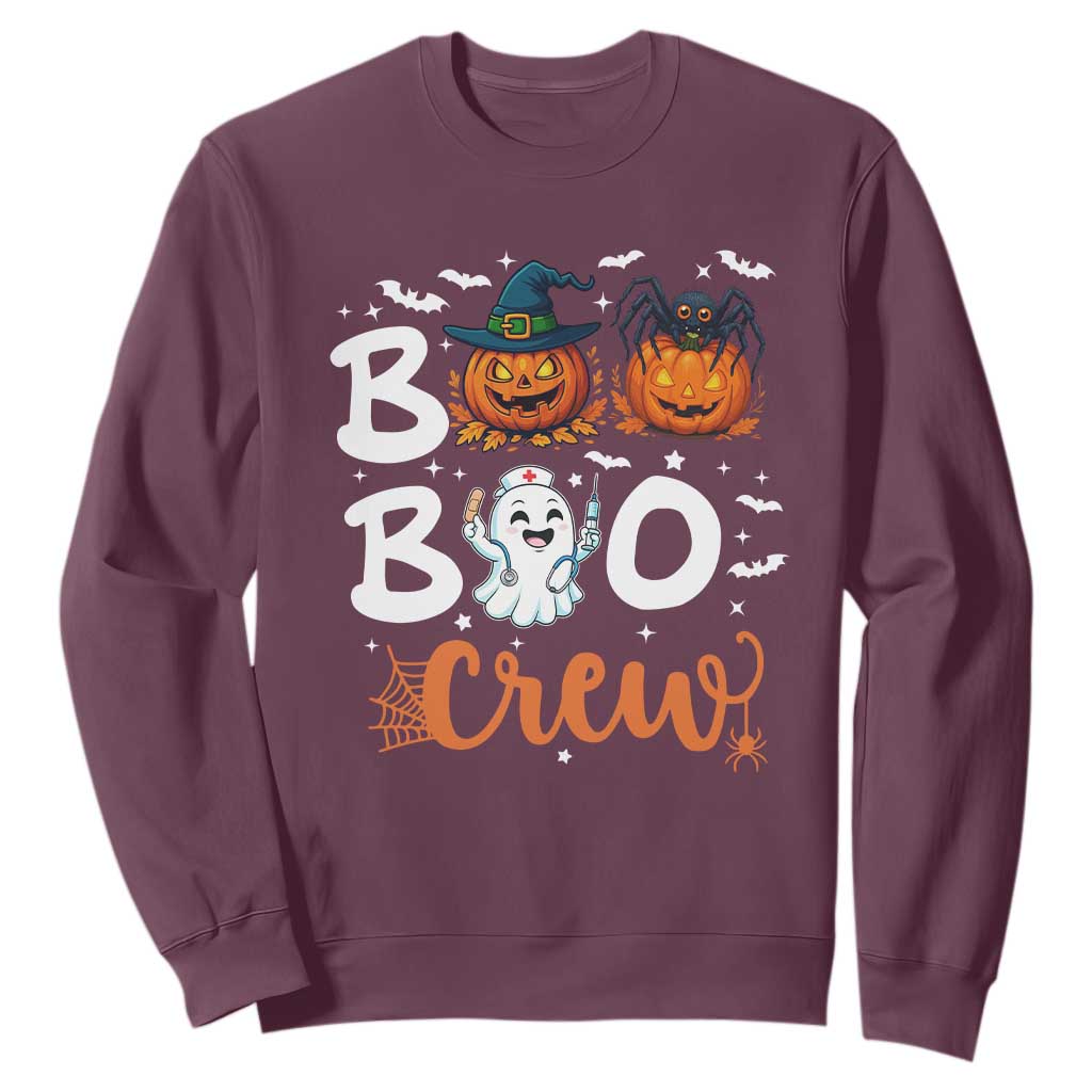Boo Boo Crew Nurse Ghost Halloween Sweatshirt TS14 Maroon Print Your Wear