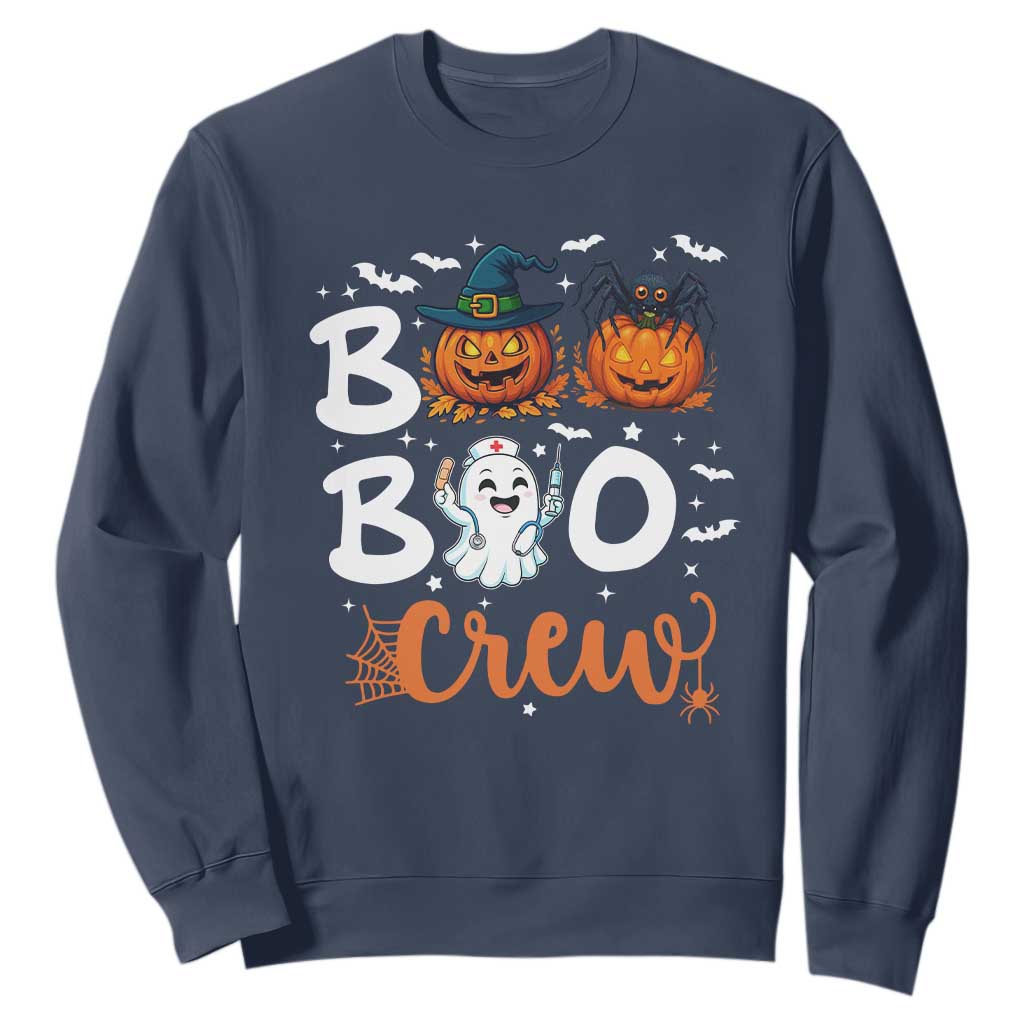 Boo Boo Crew Nurse Ghost Halloween Sweatshirt TS14 Navy Print Your Wear