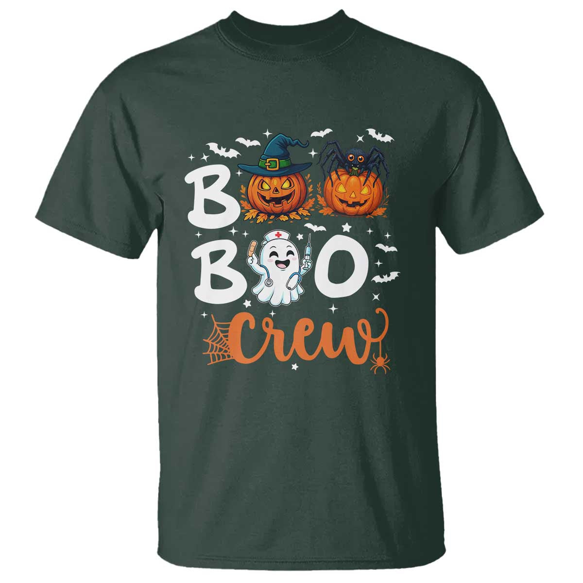 Boo Boo Crew Nurse Ghost Halloween T Shirt TS14 Dark Forest Green Print Your Wear