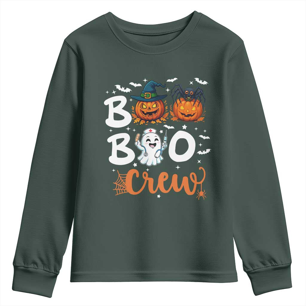 Boo Boo Crew Nurse Ghost Halloween Youth Sweatshirt TS14 Dark Forest Green Print Your Wear