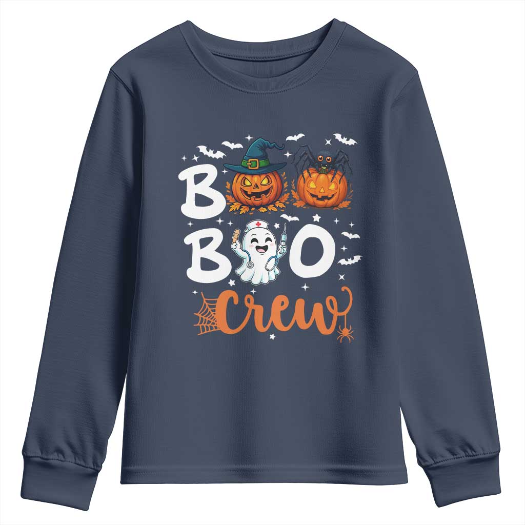 Boo Boo Crew Nurse Ghost Halloween Youth Sweatshirt TS14 Navy Print Your Wear