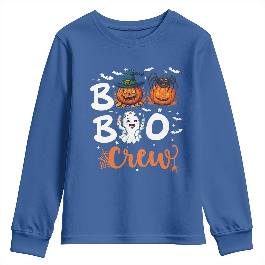Boo Boo Crew Nurse Ghost Halloween Youth Sweatshirt TS14 Royal Blue Print Your Wear