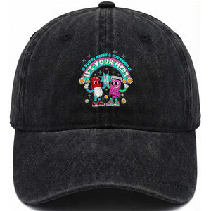 If You Are Happy And You Know It It Is Your Meds Washed Cotton Baseball Cap Funny Pills Mental Health TS14 Washed Cap Universal Fit Black Print Your Wear