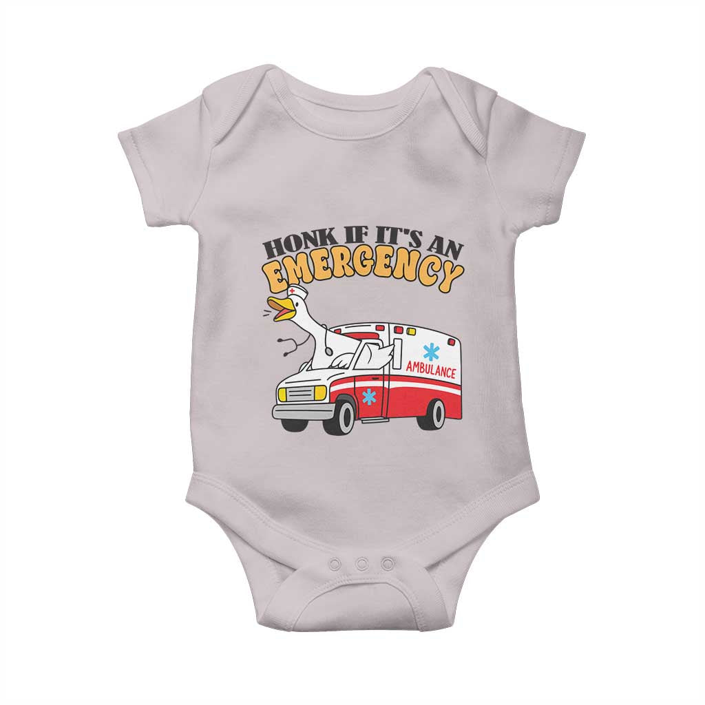 Registered Goose Nurse Baby Onesie Honk If It Is An Emergency TS14 Ice Gray Print Your Wear
