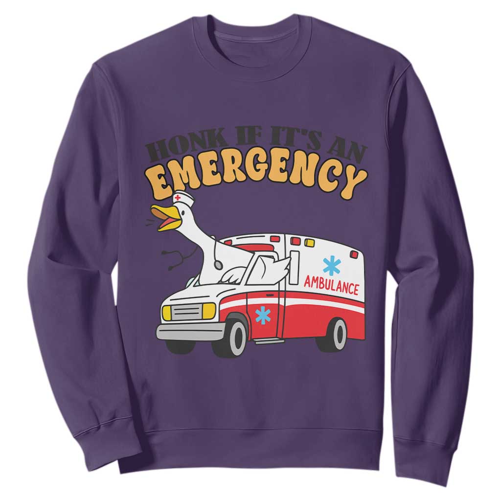 Registered Goose Nurse Sweatshirt Honk If It Is An Emergency TS14 Purple Print Your Wear