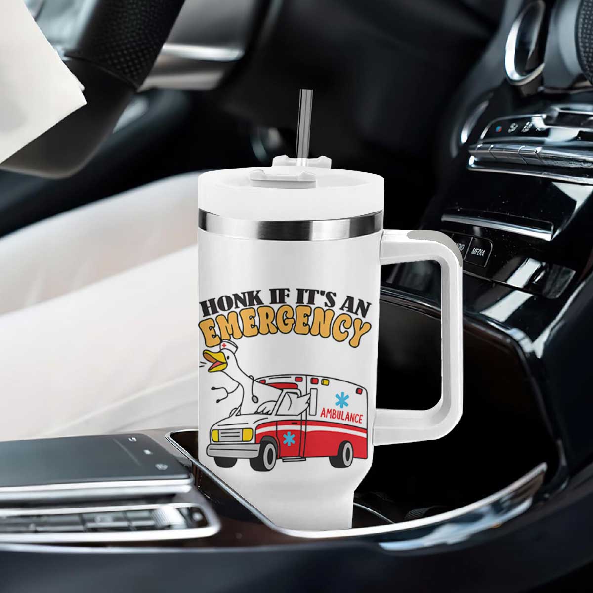 Registered Goose Nurse Tumbler With Handle Honk If It Is An Emergency TS14 Print Your Wear