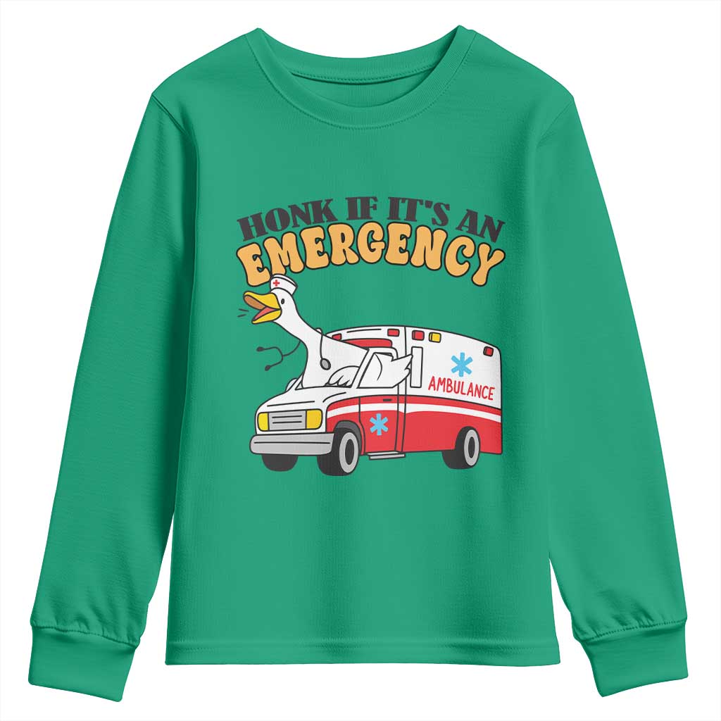 Registered Goose Nurse Youth Sweatshirt Honk If It Is An Emergency TS14 Irish Green Print Your Wear