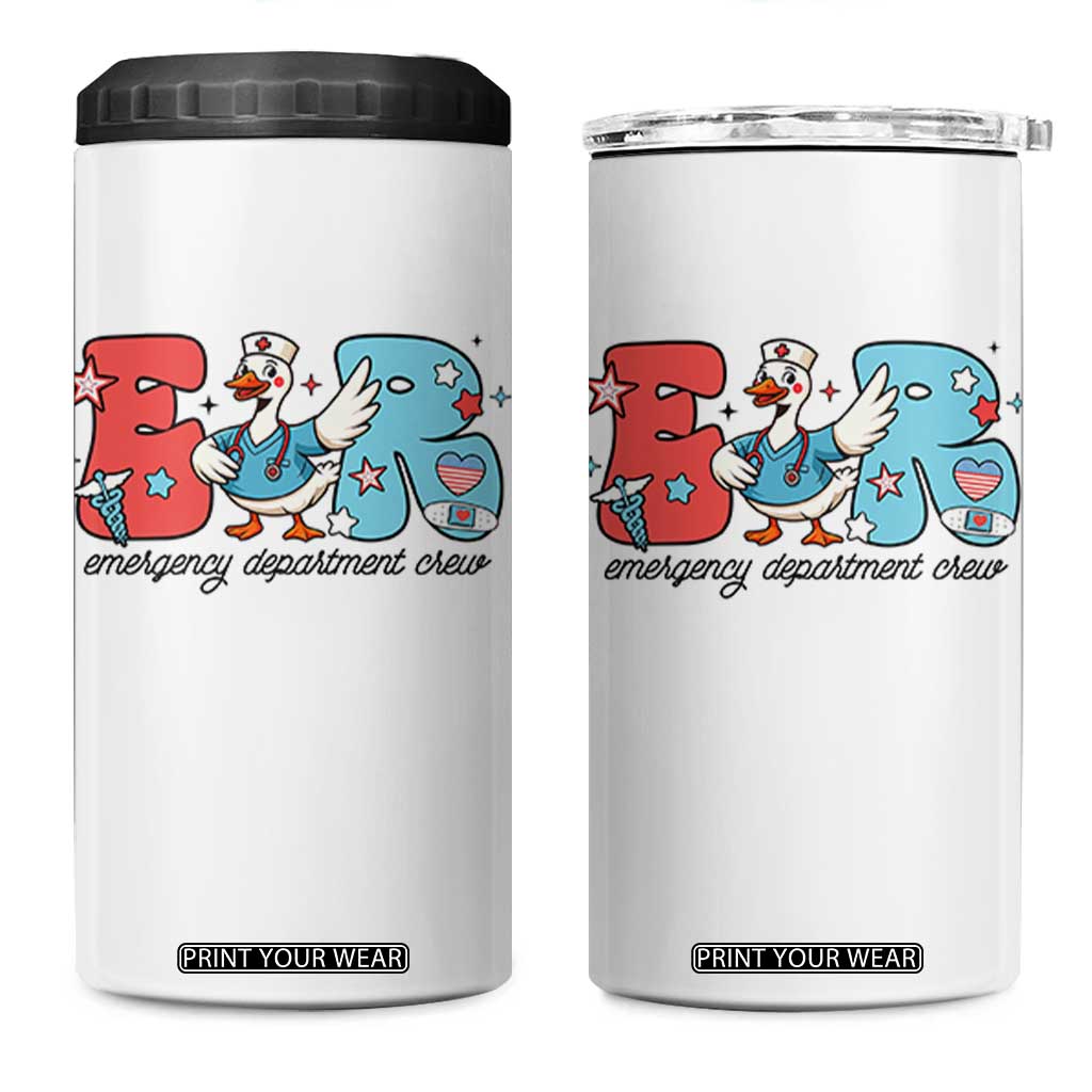 ER Nurse Silly Goose 4 in 1 Can Cooler Tumbler Funny Emergency Department TS14 One Size: 16 oz White Print Your Wear